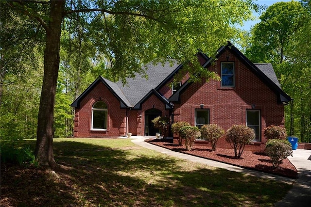 225 Austin Oaks Dr SE, Ellenwood, GA 30294 - tudor-style house featuring a front lawn and brick siding
