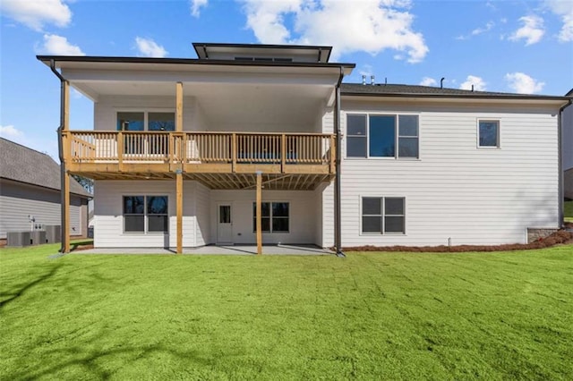 2023 Fern Mountain Ln, Marietta, GA 30064 - rear view of house featuring a lawn, a wooden deck, a patio area, and cooling unit