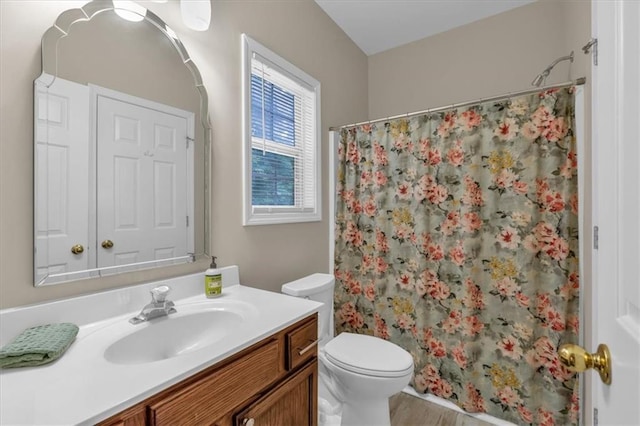 812 Roget Way, Lawrenceville, GA 30045 - bathroom with vanity, toilet, and a shower with curtain