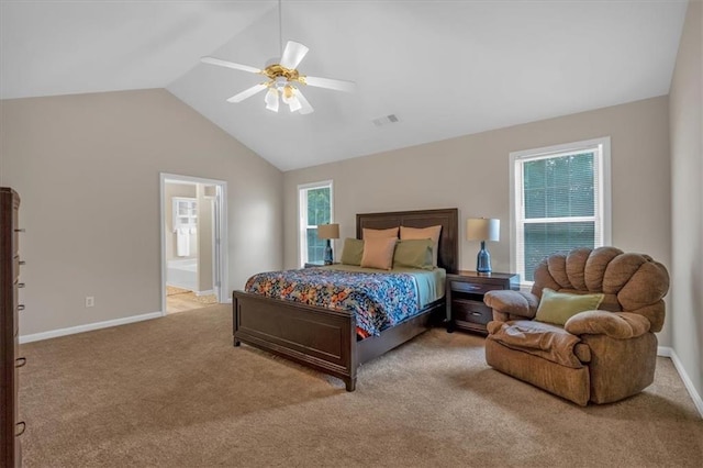 812 Roget Way, Lawrenceville, GA 30045 - bedroom featuring carpet flooring, vaulted ceiling, baseboards, and ceiling fan