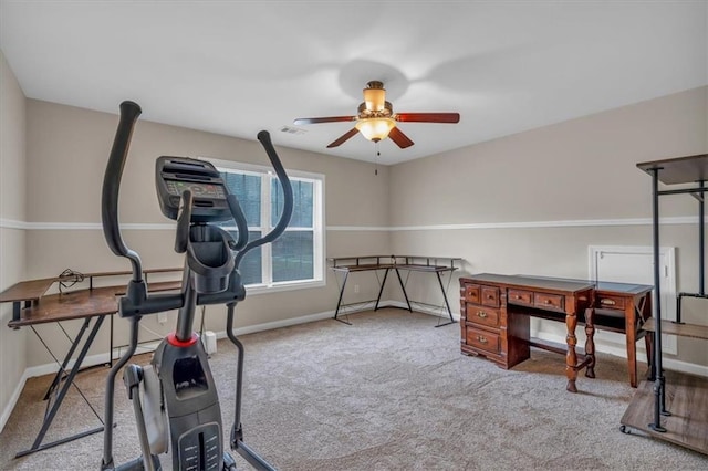 812 Roget Way, Lawrenceville, GA 30045 - workout area with carpet, a ceiling fan, and baseboards