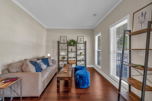 812 Roget Way, Lawrenceville, GA 30045 - living room featuring wood finished floors, ornamental molding, and baseboards