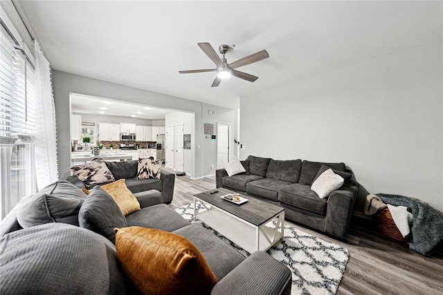 402 Homestead Dr, Dallas, GA 30157 - living room featuring light wood-type flooring and a ceiling fan