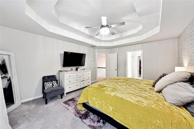 402 Homestead Dr, Dallas, GA 30157 - bedroom with a raised ceiling, carpet floors, and a ceiling fan