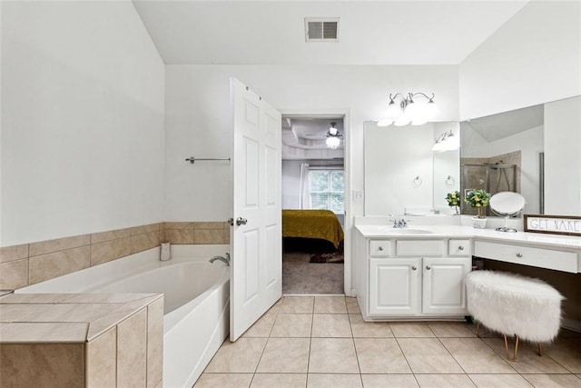 402 Homestead Dr, Dallas, GA 30157 - ensuite bathroom featuring a bath, vanity, tile patterned floors, and a shower stall