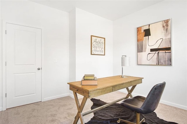 home office with light colored carpet