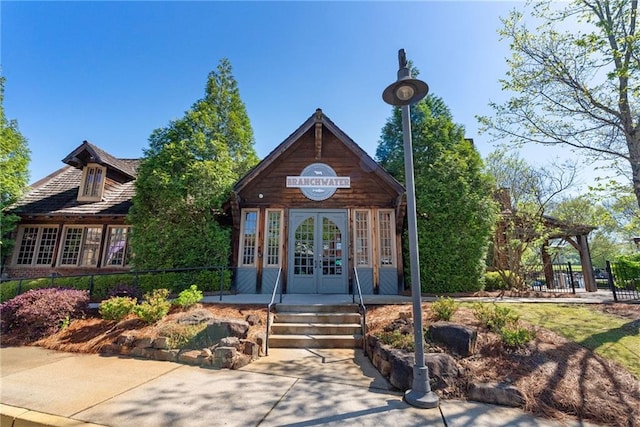 view of front of house with french doors