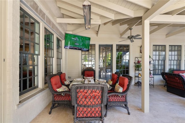 view of patio with ceiling fan