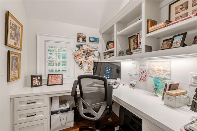 home office with built in desk