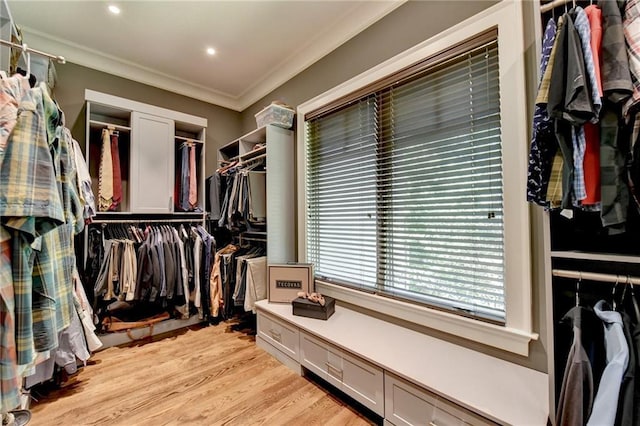 walk in closet featuring light wood-type flooring