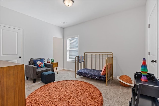 living area with light colored carpet