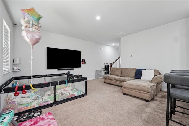 4989 Fawnwood Dr, Gainesville, GA 30504 - living room featuring carpet floors, plenty of natural light, recessed lighting, and baseboards