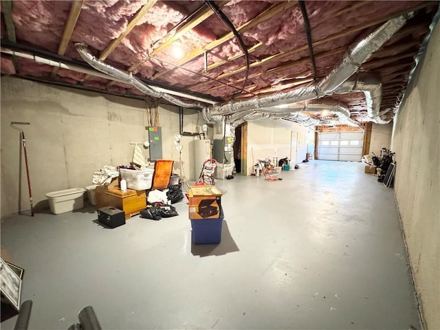 8967 Midlothian Ct, Winston, GA 30187 - basement featuring electric panel, water heater, and heating unit