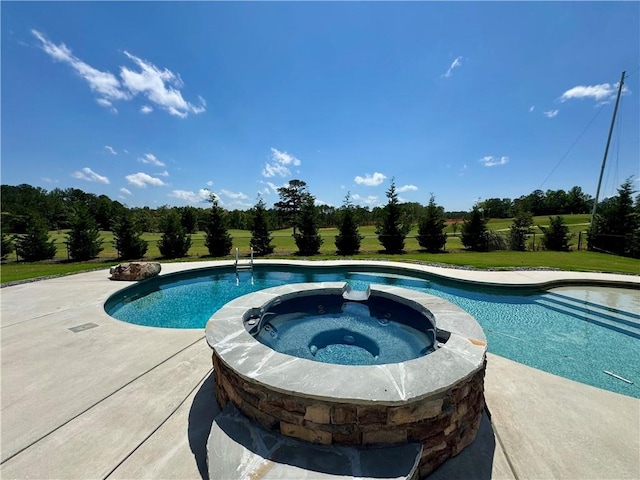 8967 Midlothian Ct, Winston, GA 30187 - view of swimming pool featuring a pool with connected hot tub and a yard