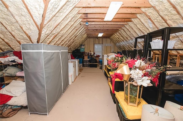 view of unfinished attic