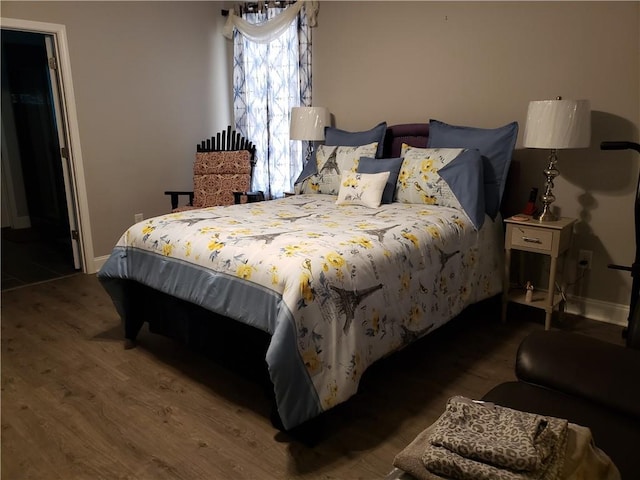 bedroom with a closet and hardwood / wood-style flooring