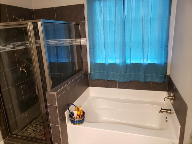 bathroom with plus walk in shower