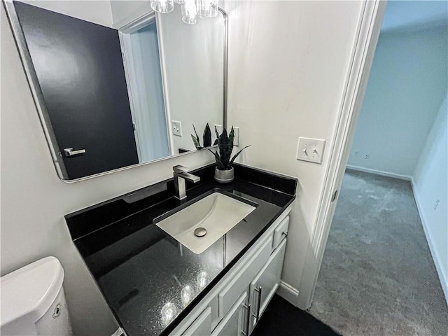 3150 Stratford Green Pl, Avondale Estates, GA 30002 - half bath with vanity and a chandelier