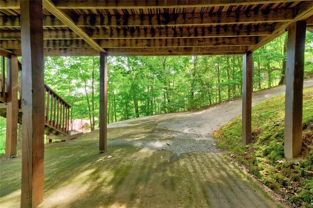 652 Fox Run Dr, Blue Ridge, GA 30513 - view of patio featuring stairway