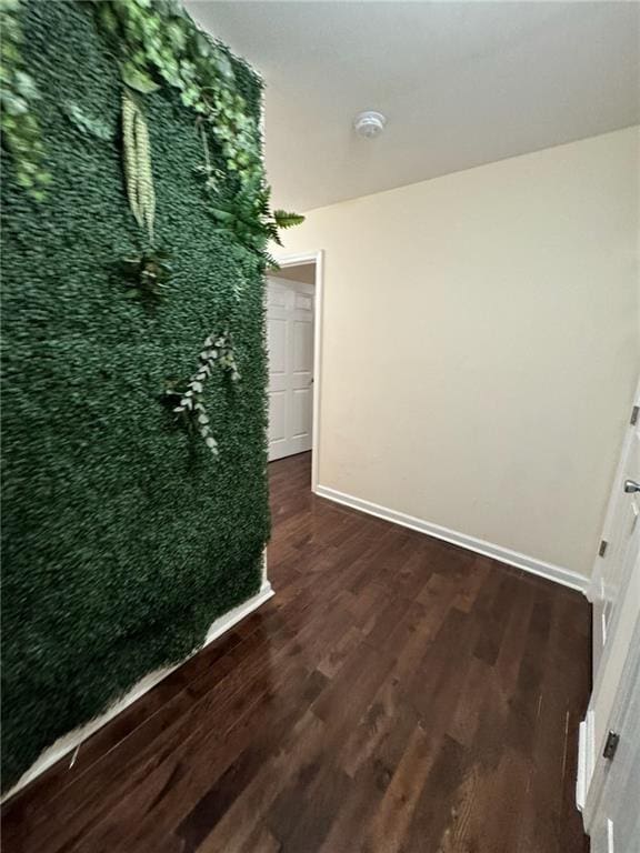 unfurnished room with dark hardwood / wood-style flooring