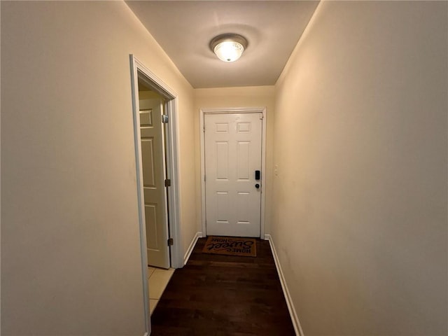 doorway featuring wood-type flooring