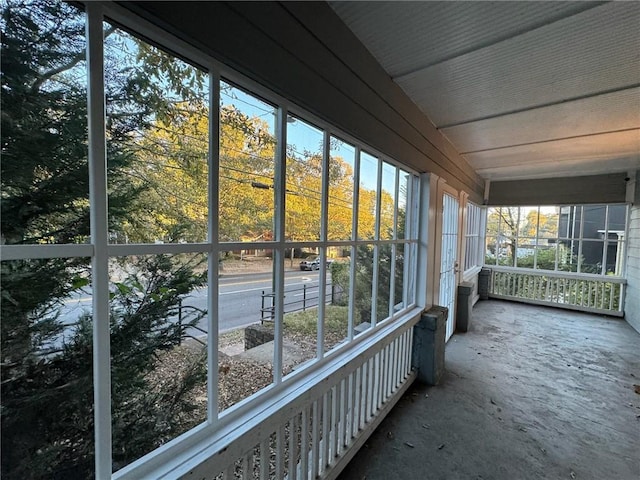 view of unfurnished sunroom