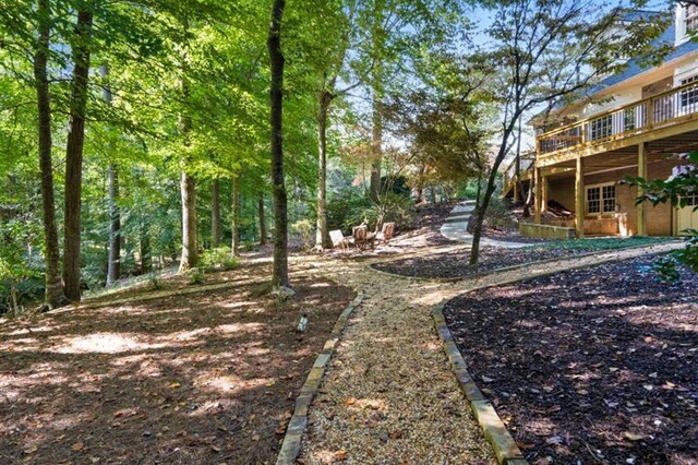 1585 Lazy River Ln, Sandy Springs, GA 30350 - view of yard featuring a wooden deck