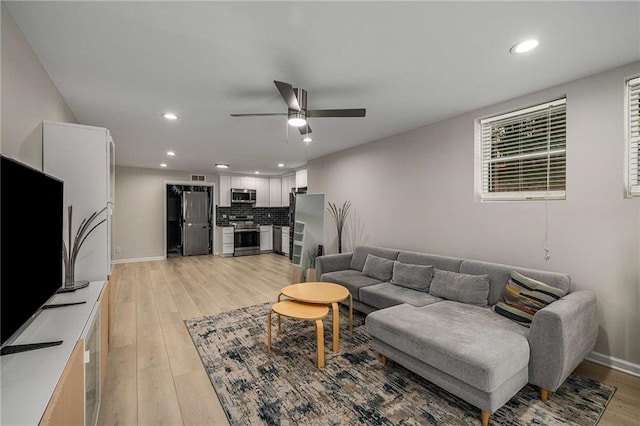 600 Oakmont Hl, Duluth, GA 30097 - living area with recessed lighting, light wood-type flooring, and ceiling fan