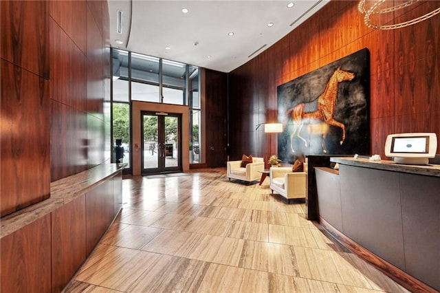 welcome area featuring french doors