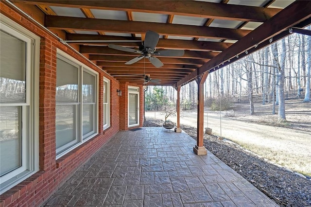 view of patio with ceiling fan