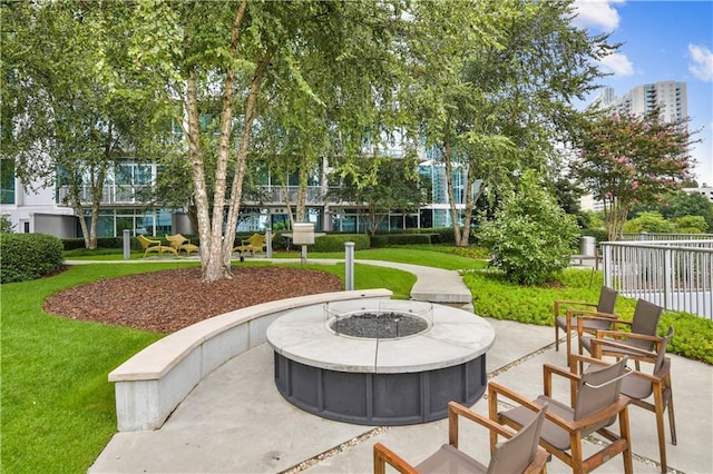 view of patio featuring a fire pit