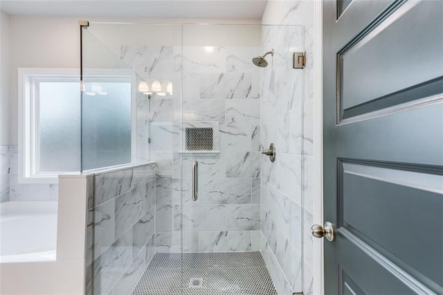 bathroom with independent shower and bath