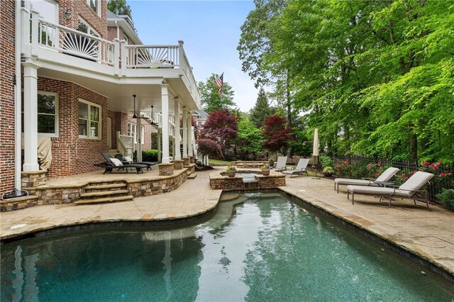 640 Greenview Ter, Milton, GA 30004 - view of swimming pool featuring an outdoor fire pit, a patio, and fence