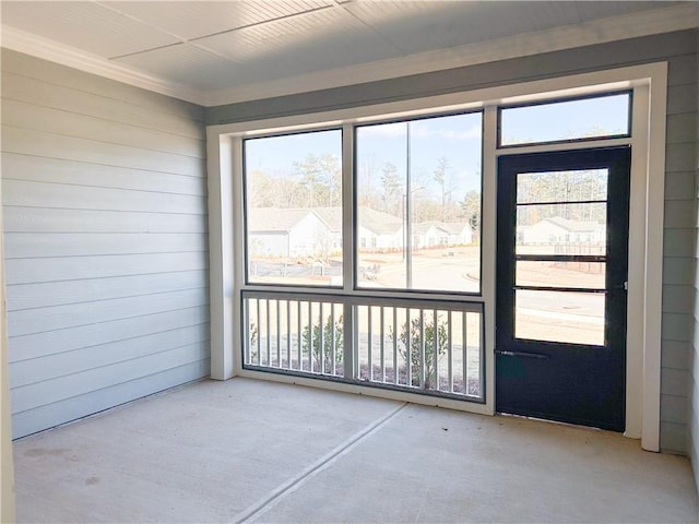 view of unfurnished sunroom