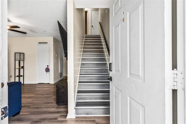 4146 Monclair Dr, Columbus, GA 31907 - stairs with ceiling fan and wood finished floors