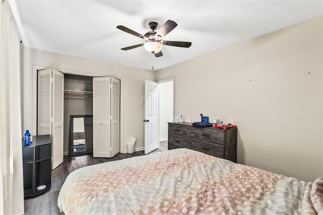 4146 Monclair Dr, Columbus, GA 31907 - bedroom featuring a closet, wood finished floors, and a ceiling fan