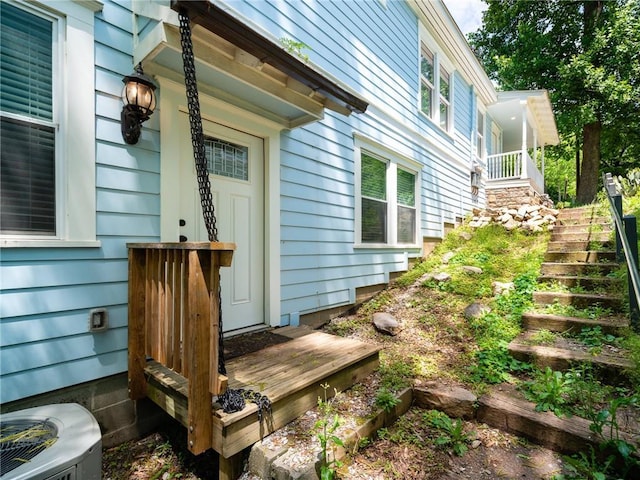689 Berne St SE, Atlanta, GA 30312 - view of home's exterior featuring stairway and a cooling unit