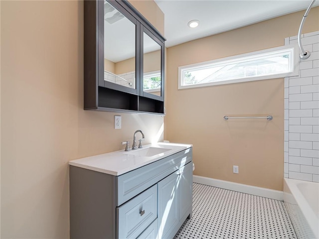 689 Berne St SE, Atlanta, GA 30312 - full bath with vanity, tile patterned floors, and shower / bathtub combination