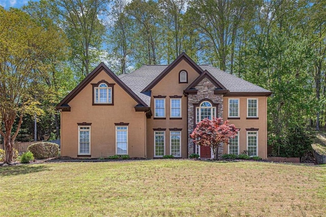 4609 Mctyre Way, Marietta, GA 30064 - view of front of property featuring a shingled roof, stucco siding, and a front lawn