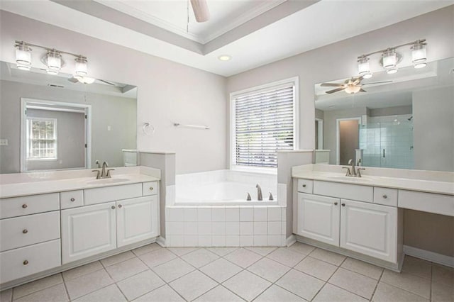 4609 Mctyre Way, Marietta, GA 30064 - full bath with a shower stall, a sink, a ceiling fan, and a healthy amount of sunlight