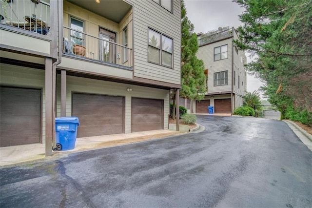 exterior space featuring a garage