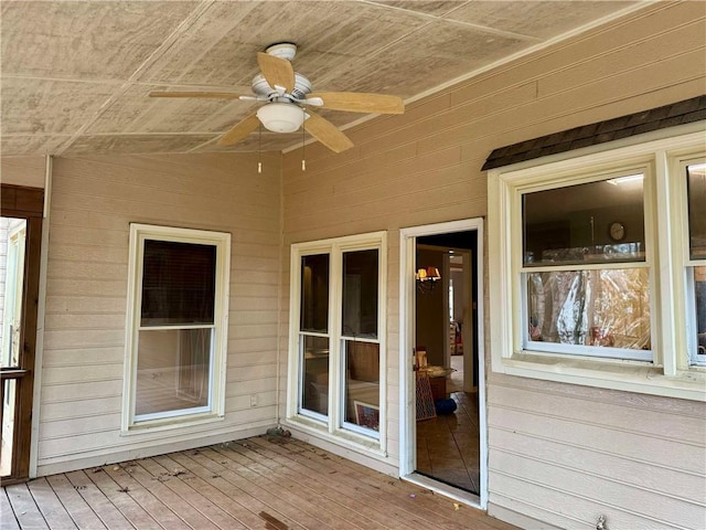 deck featuring ceiling fan