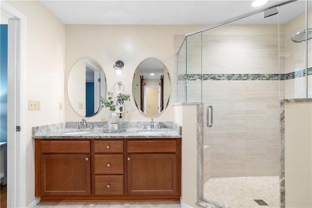 1920 Jett Ridge Rd, Cumming, GA 30041 - bathroom featuring a stall shower and double vanity