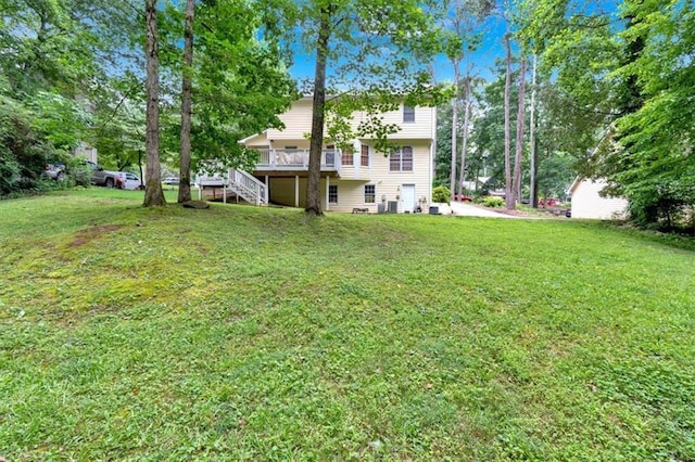 40 Picketts Forge Dr W, Acworth, GA 30101 - view of green lawn featuring stairway and a deck