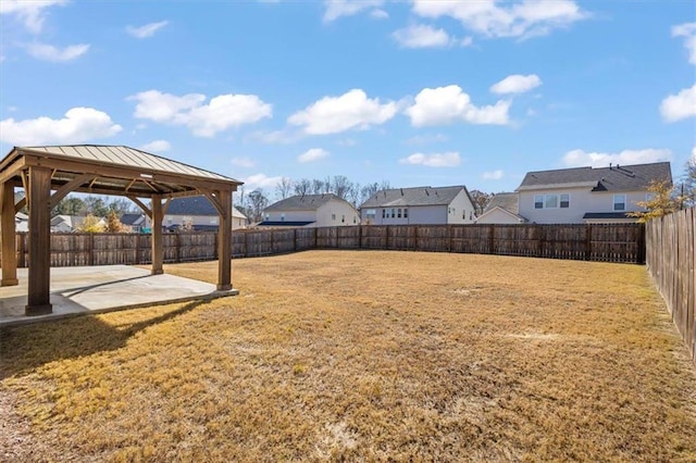 view of yard with a gazebo and a patio area