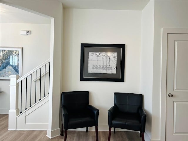 living area with light wood-type flooring