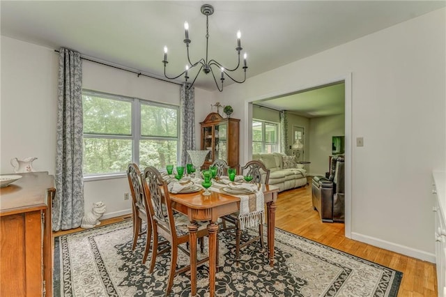 103 White Cir, Rockmart, GA 30153 - dining area featuring a chandelier, light wood finished floors, and baseboards
