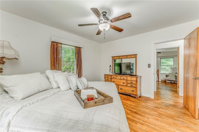 103 White Cir, Rockmart, GA 30153 - bedroom with light wood finished floors, baseboards, and a ceiling fan