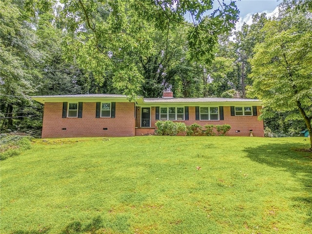 103 White Cir, Rockmart, GA 30153 - ranch-style house featuring crawl space, a front lawn, brick siding, and a chimney