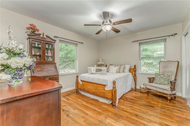 103 White Cir, Rockmart, GA 30153 - bedroom featuring multiple windows, light wood-type flooring, baseboards, and a ceiling fan